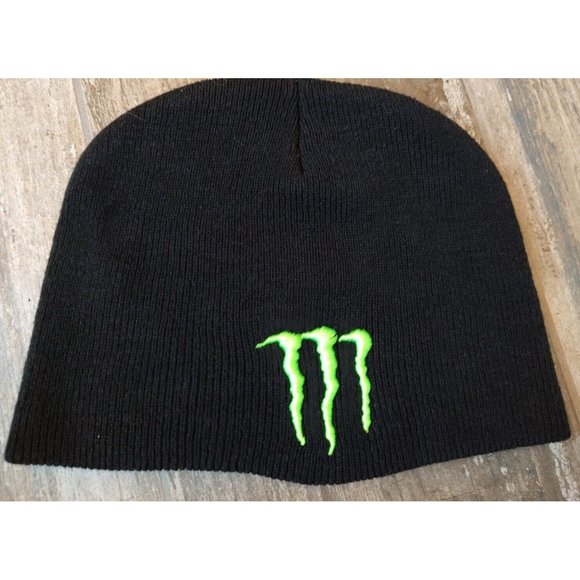 Unisex Monster Energy Beanie Black Hat Skullcap Logo Racing Motocross - Picture 1 of 6